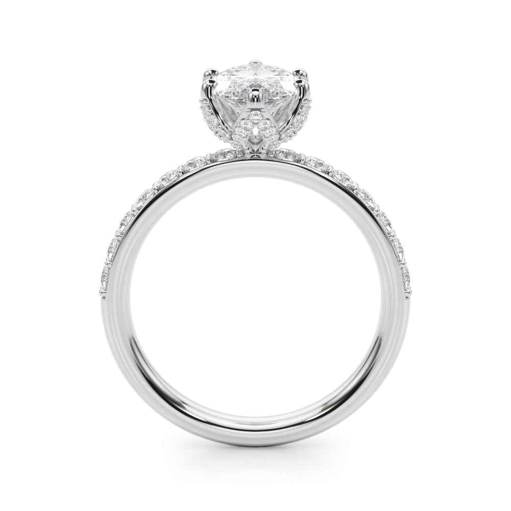 14k White Gold Marquise Semi-Mount Engagement Ring Setting - STYLE