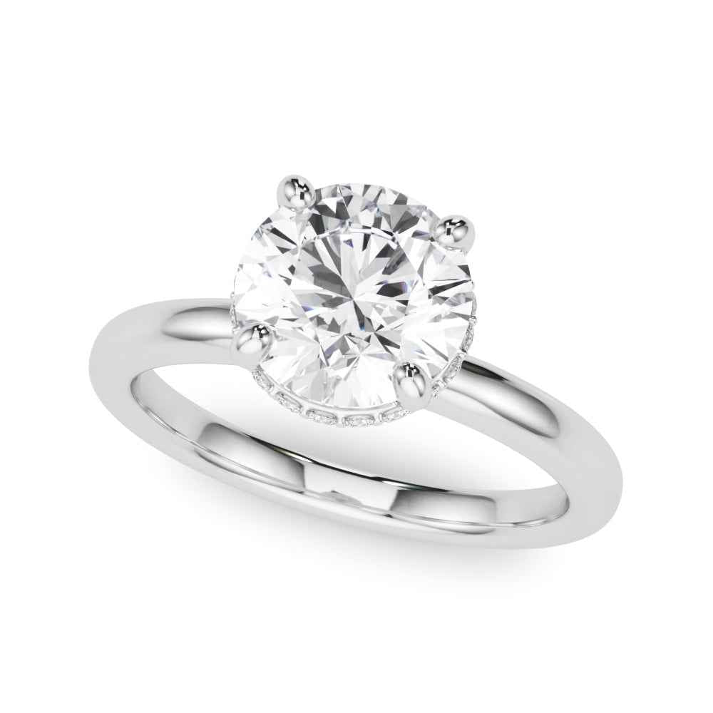 14k Yellow Gold Round Center Semi-Mount Engagement Ring Setting with Side Diamonds (1/5 ct tw)