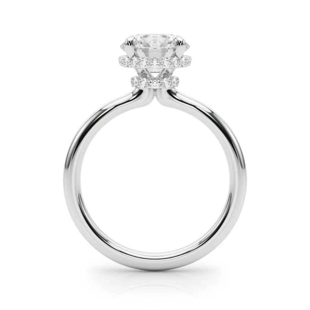 14k Yellow Gold Round Center Semi-Mount Engagement Ring Setting with Side Diamonds (1/5 ct tw)
