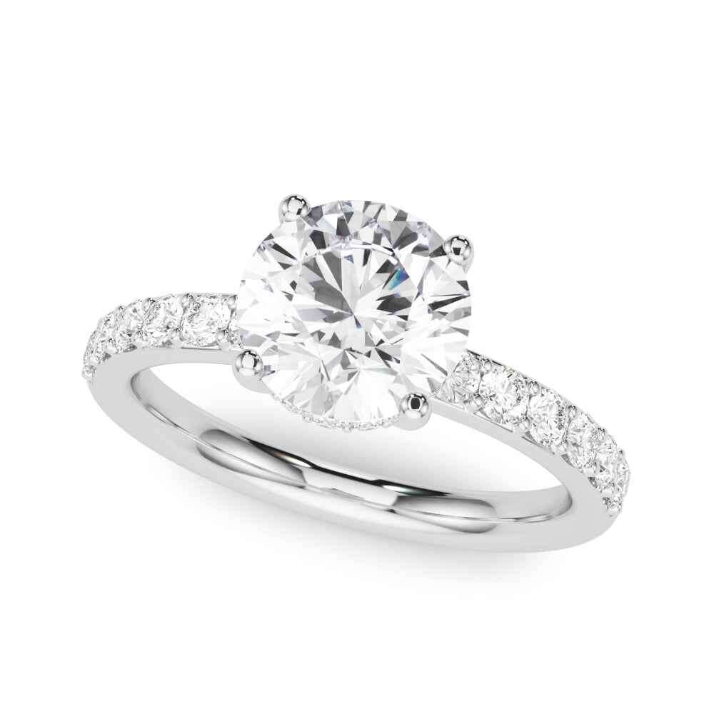 14kt White Gold 1 Carat Round Center Engagement Ring Semi-Mount (STYLE
