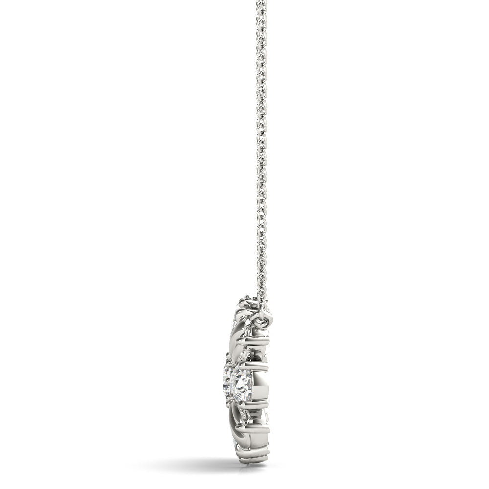 14kt White Gold 3/4 ct TW SI2 H-I Diamond Flower Pendant Necklace