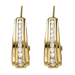 14kt White Gold 0.9 Carat TW SI2 H-I Diamond Hoop Earrings