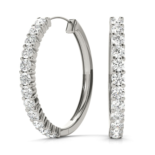 14kt White Gold 1.08 CTTW SI2, H-I Diamond Hoop Earrings