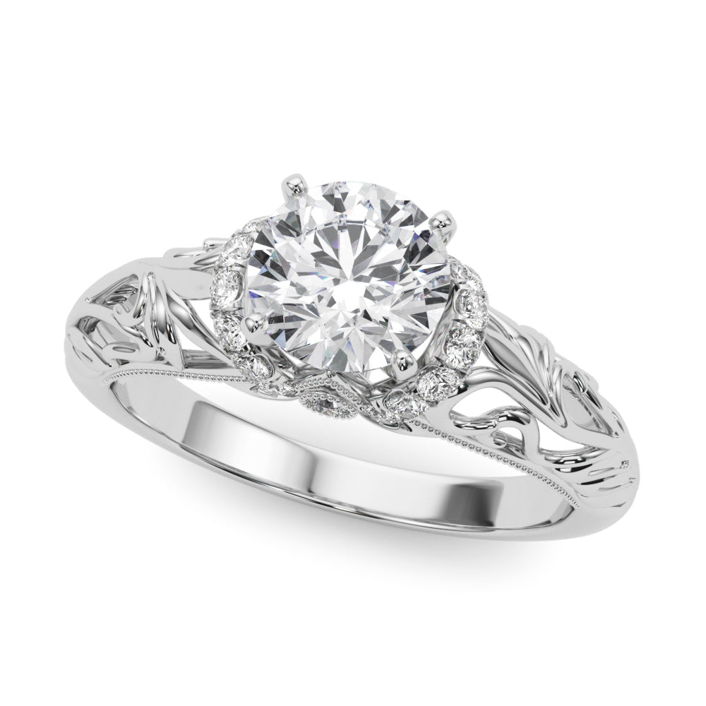 Exquisite 14kt White Gold Semi-Mount Engagement Ring Setting - 1/6 ct TW Diamond Accents