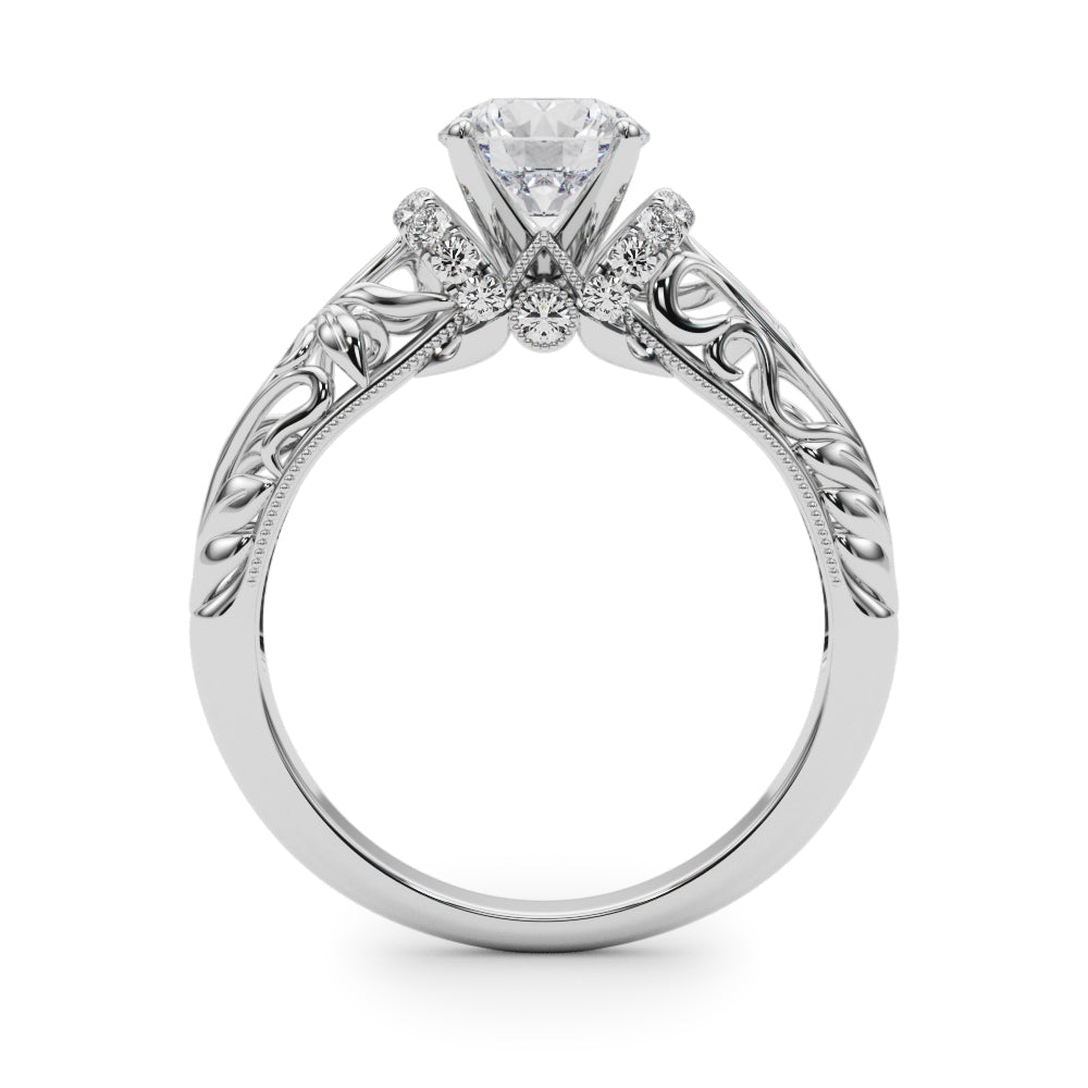 Exquisite 14kt White Gold Semi-Mount Engagement Ring Setting - 1/6 ct TW Diamond Accents