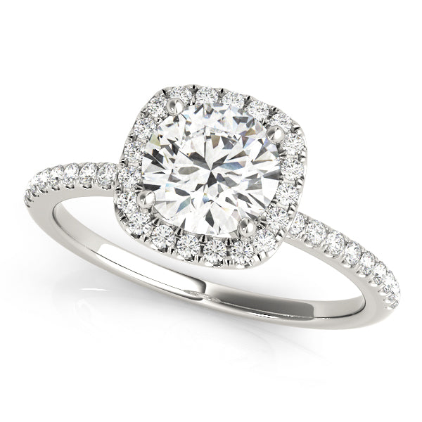 Exquisite 2 Carat Round Halo Engagement Ring Setting in 14kt White Gold