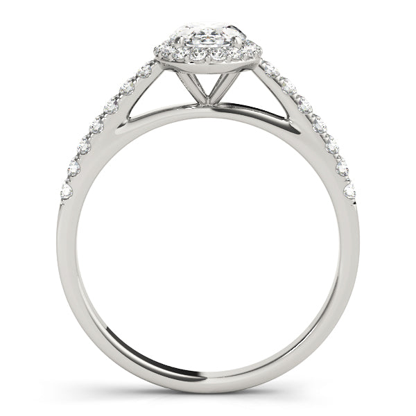 Exquisite 14kt White Gold Halo Oval Engagement Ring - 10x8mm Center Stone