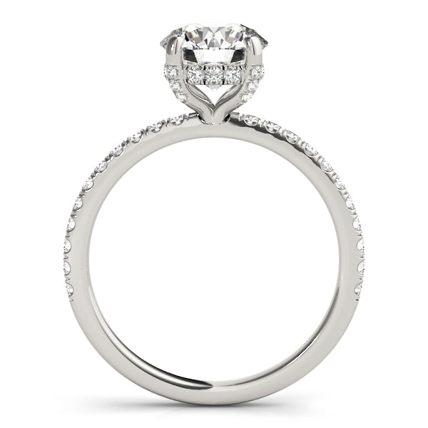 14kt White Gold 3 ct Round Center Semi-Mount Engagement Ring - Style