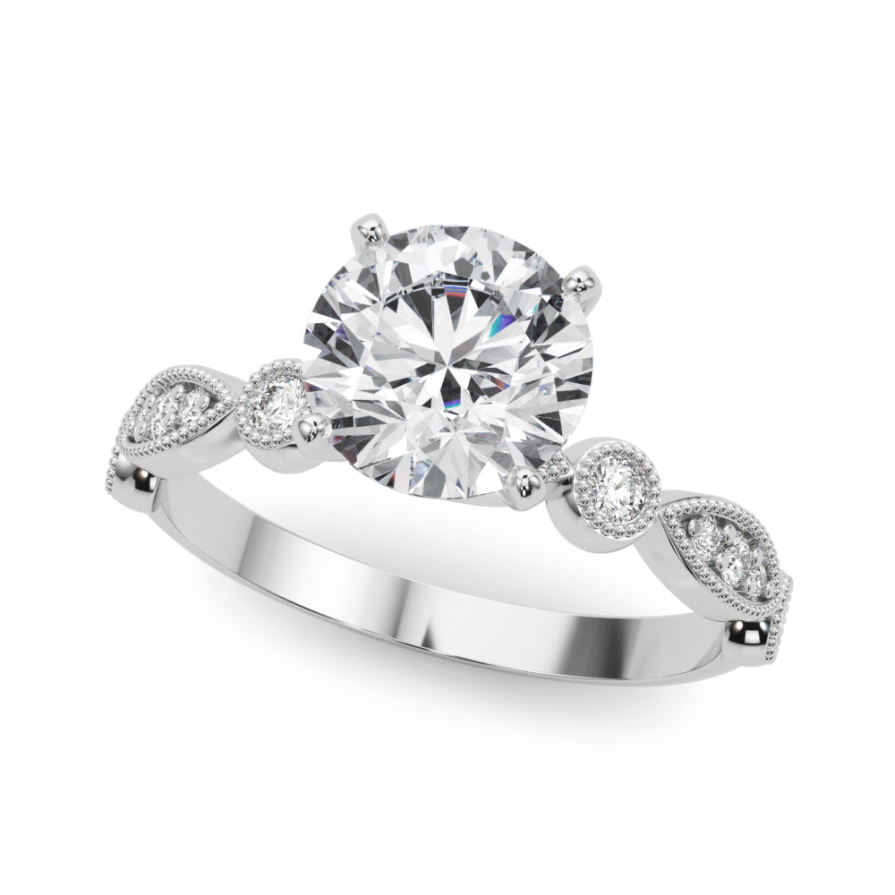 Elegant 14kt White Gold Engagement Ring Setting - STYLE