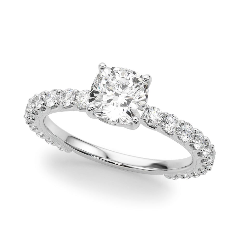 Exquisite 14kt White Gold Semi-Mount Cushion Cut Engagement Ring Setting - STYLE