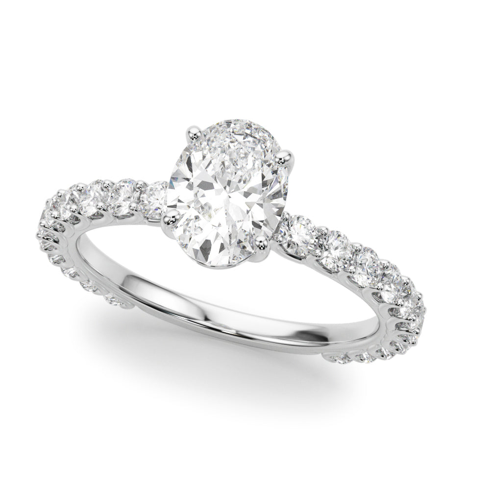 Elegant 14kt White Gold Oval Semi-Mount Engagement Ring - Style