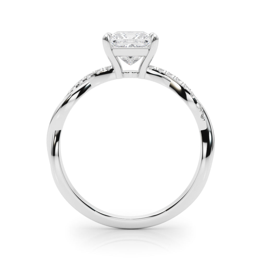 Elegant 14kt White Gold Square Engagement Ring Setting - 1/10 ct TW SI1-SI2 G-H Diamonds