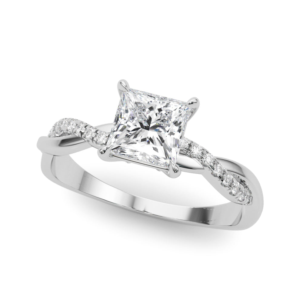 Elegant 14kt White Gold Square Engagement Ring Setting - 1/10 ct TW SI1-SI2 G-H Diamonds