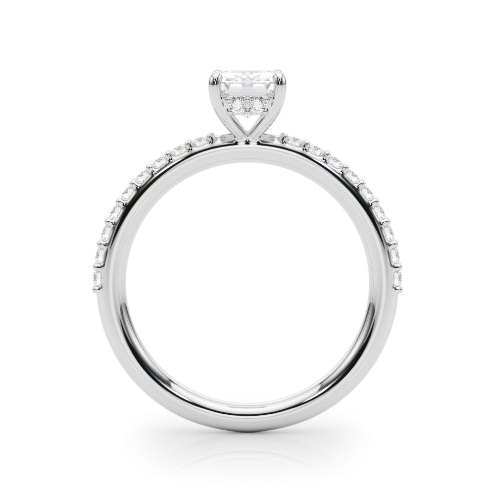 Hidden Halo Emerald Cut Solitaire Engagement Ring Setting in 14kt White Gold - 1/3 ct tw Diamonds