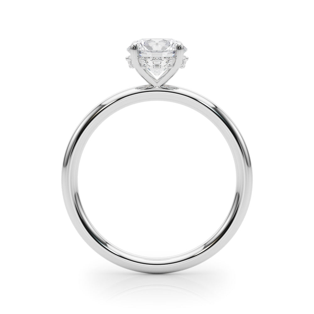 Elegant 14kt White Gold Hidden Halo Round Cut Engagement Ring Setting (1 3/4 ct TW Semi-Mount)