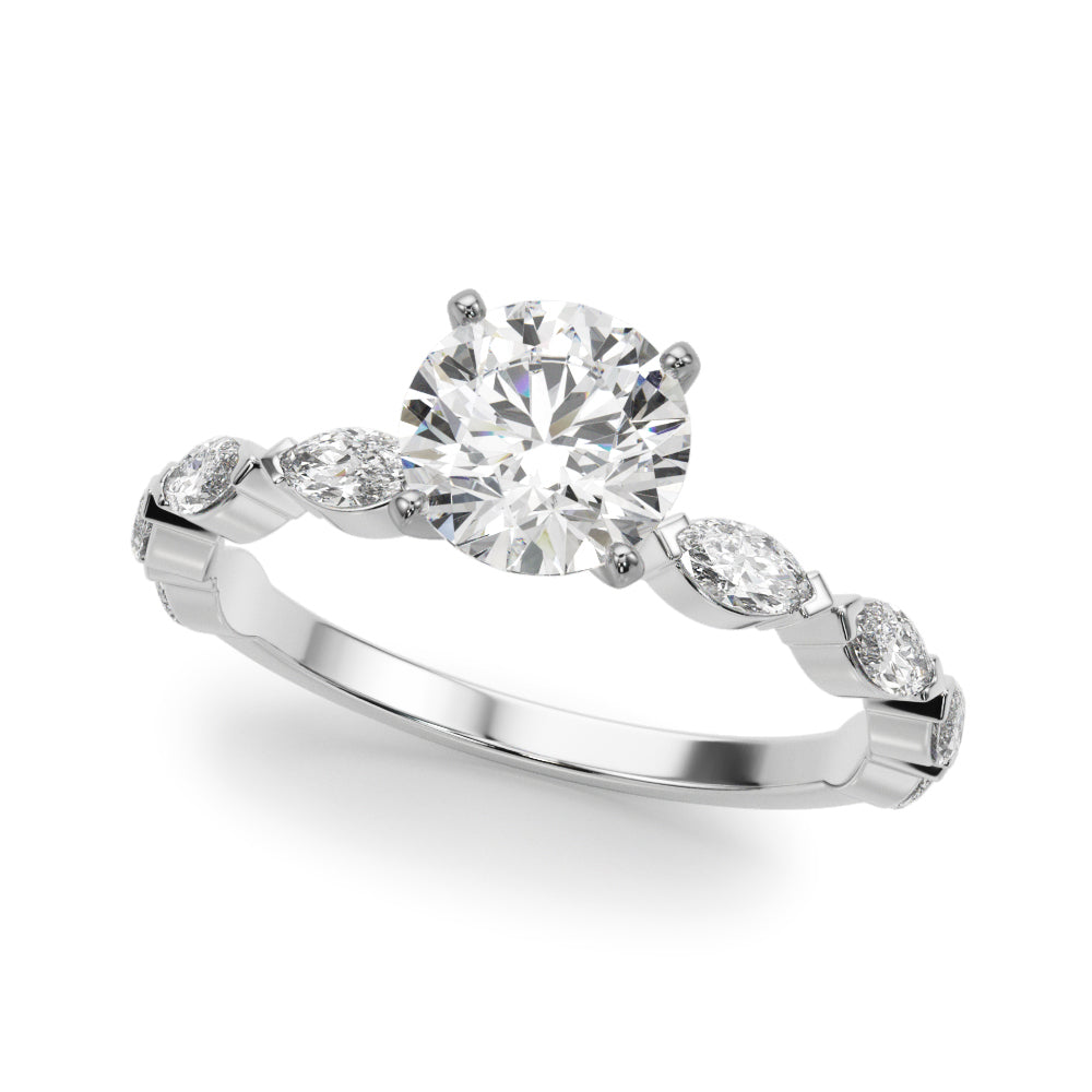 Elegant 14kt White Gold Marquise Engagement Ring with 1/2 ct TW Diamonds - STYLE