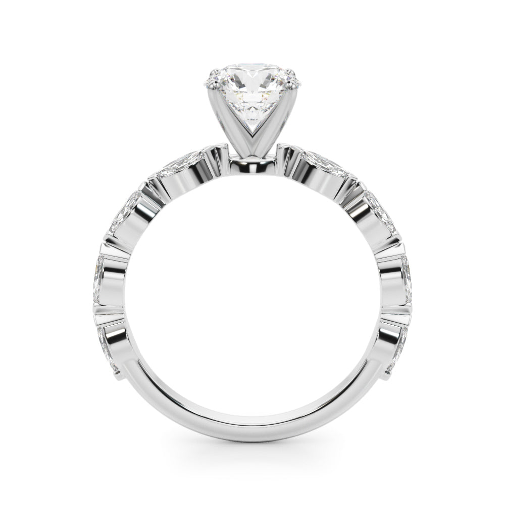 Elegant 14kt White Gold Marquise Engagement Ring with 1/2 ct TW Diamonds - STYLE