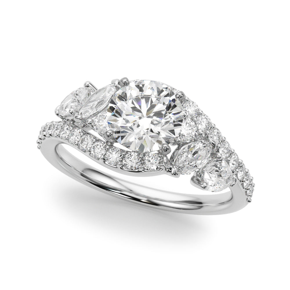 Elegant 14kt White Gold Marquise & Pear Cut Diamond Engagement Ring (STYLE