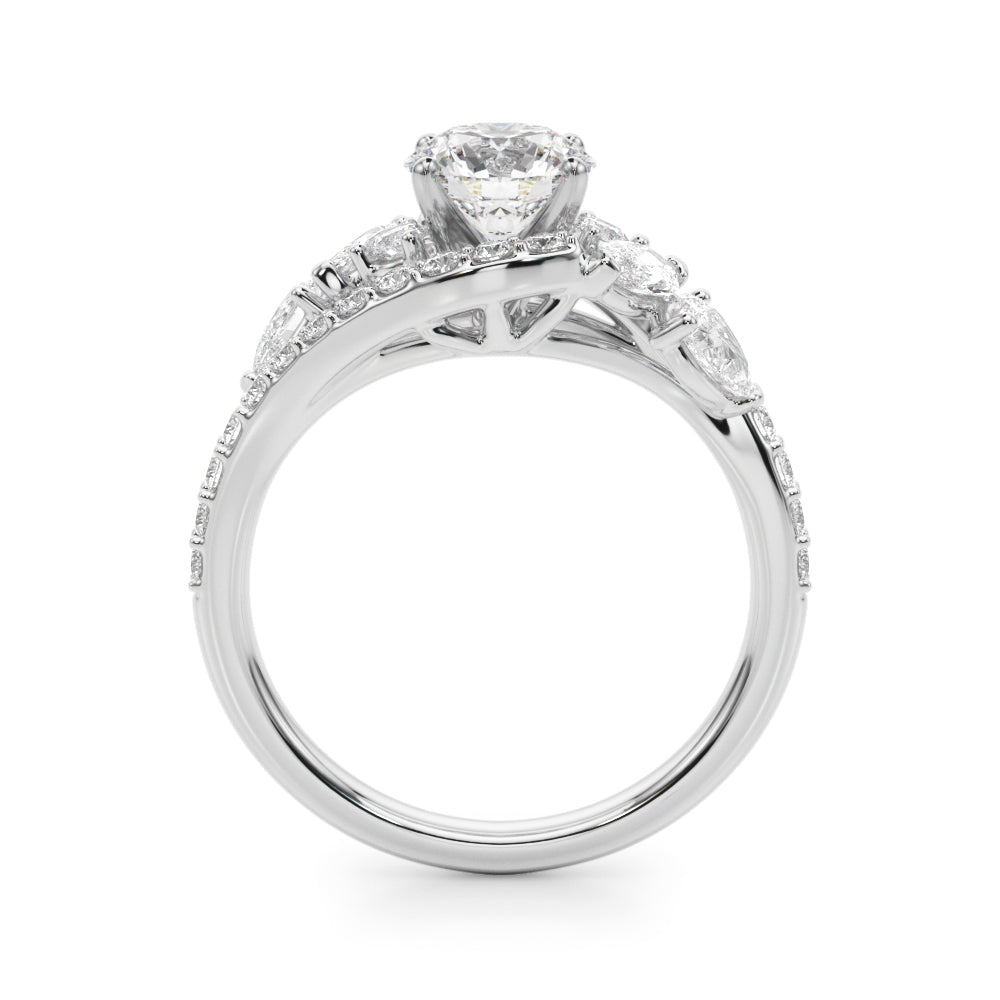Elegant 14kt White Gold Marquise & Pear Cut Diamond Engagement Ring (STYLE