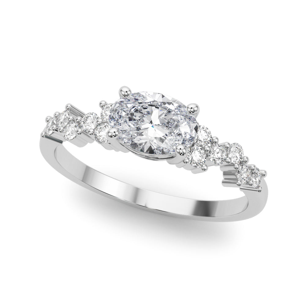 Oval 14kt White Gold Semi-Mount Engagement Ring Setting - 0.25 cttw Diamonds