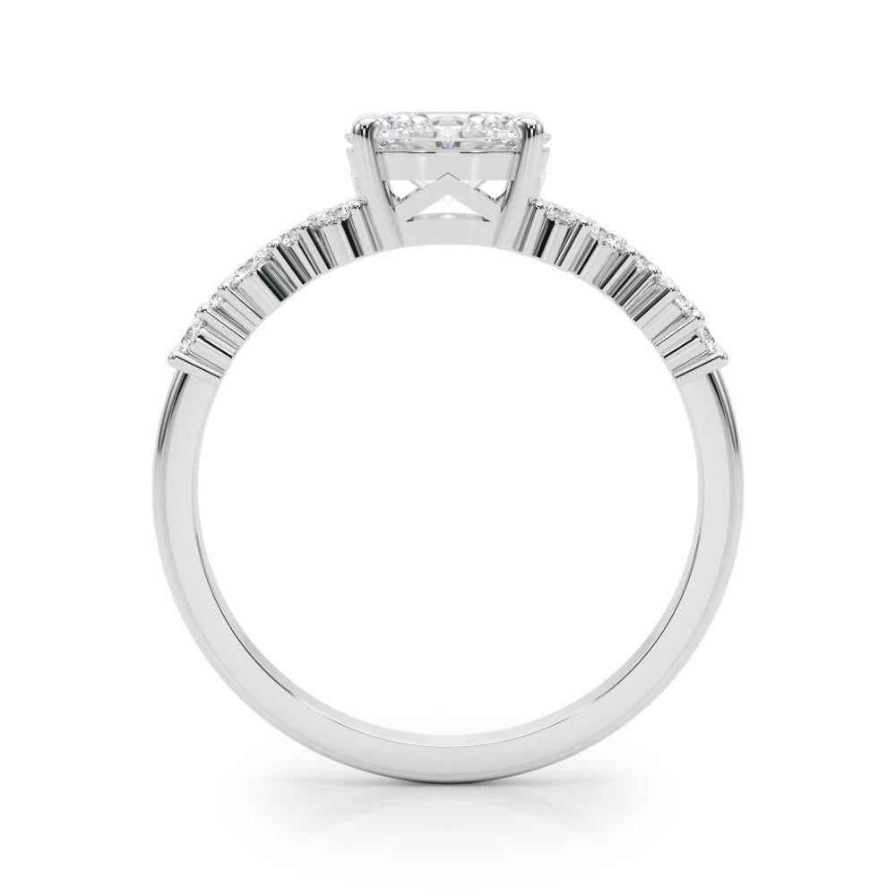 Oval 14kt White Gold Semi-Mount Engagement Ring Setting - 0.25 cttw Diamonds