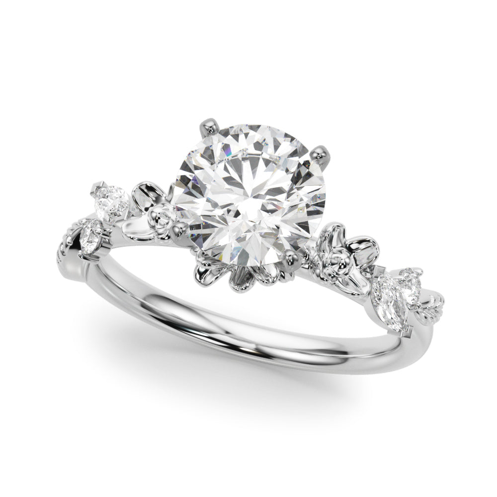Exquisite 14kt Yellow Gold Flower Diamond Engagement Ring with 1/5 ct TW SI1-SI2 G-H Diamonds