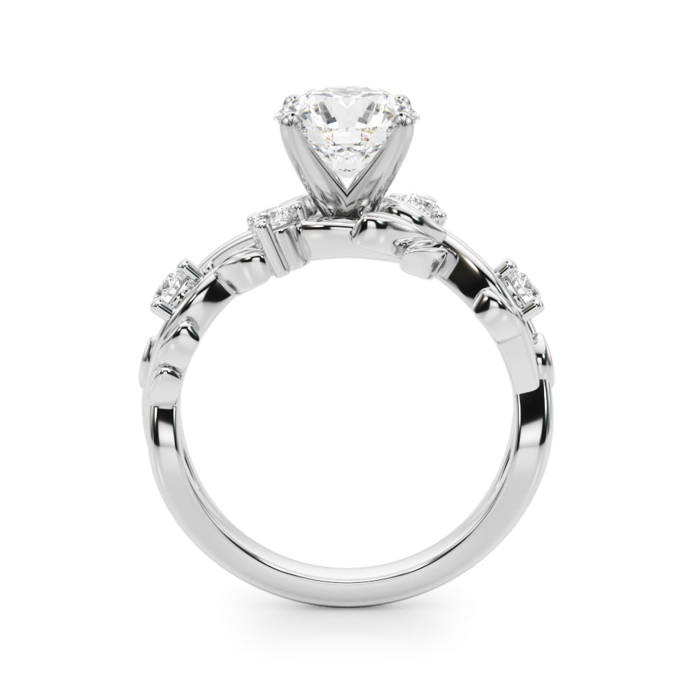 Exquisite 14kt Yellow Gold Floral Leaf Diamond Engagement Ring - Style