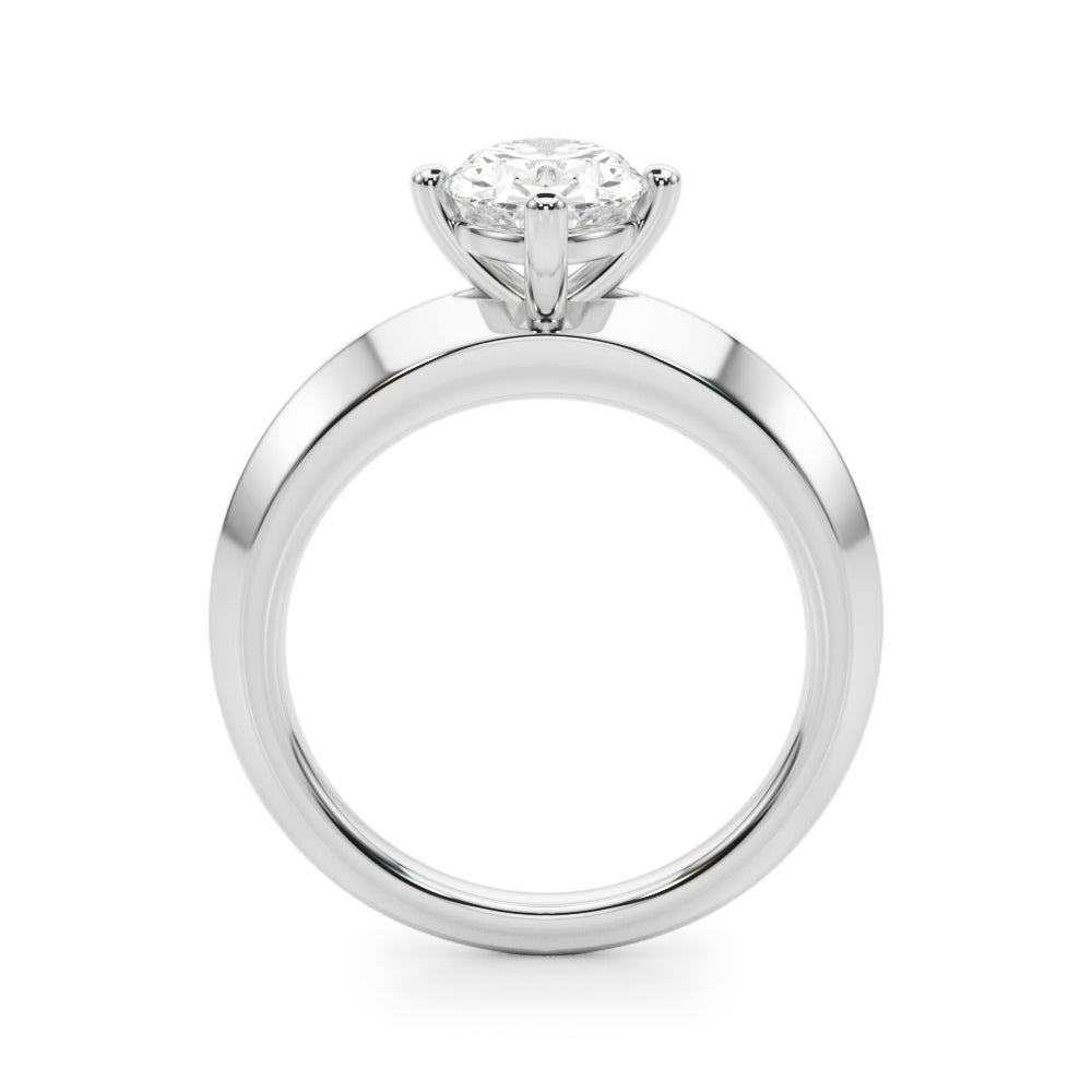 Elegant 14k Yellow Gold Knife Edge Solitaire Engagement Ring - Oval Setting (8x6mm)