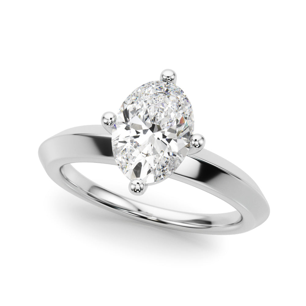 Elegant 14k Yellow Gold Knife Edge Solitaire Engagement Ring - Oval Setting (8x6mm)