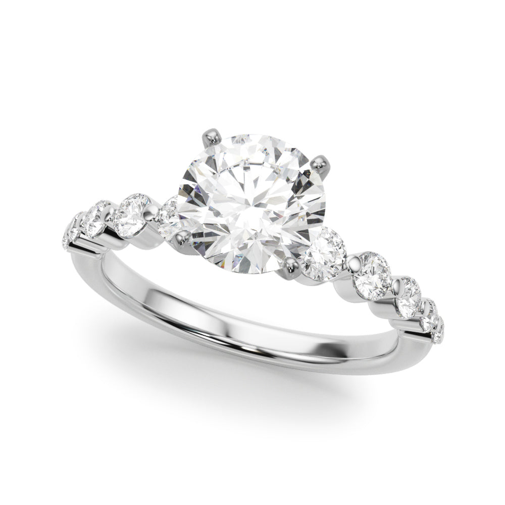 14k White Gold Solitaire Engagement Ring Setting with 1/2 ct tw SI1-SI2, G-H Diamonds