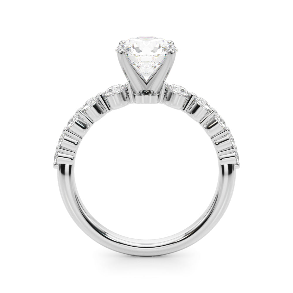 14k White Gold Solitaire Engagement Ring Setting with 1/2 ct tw SI1-SI2, G-H Diamonds