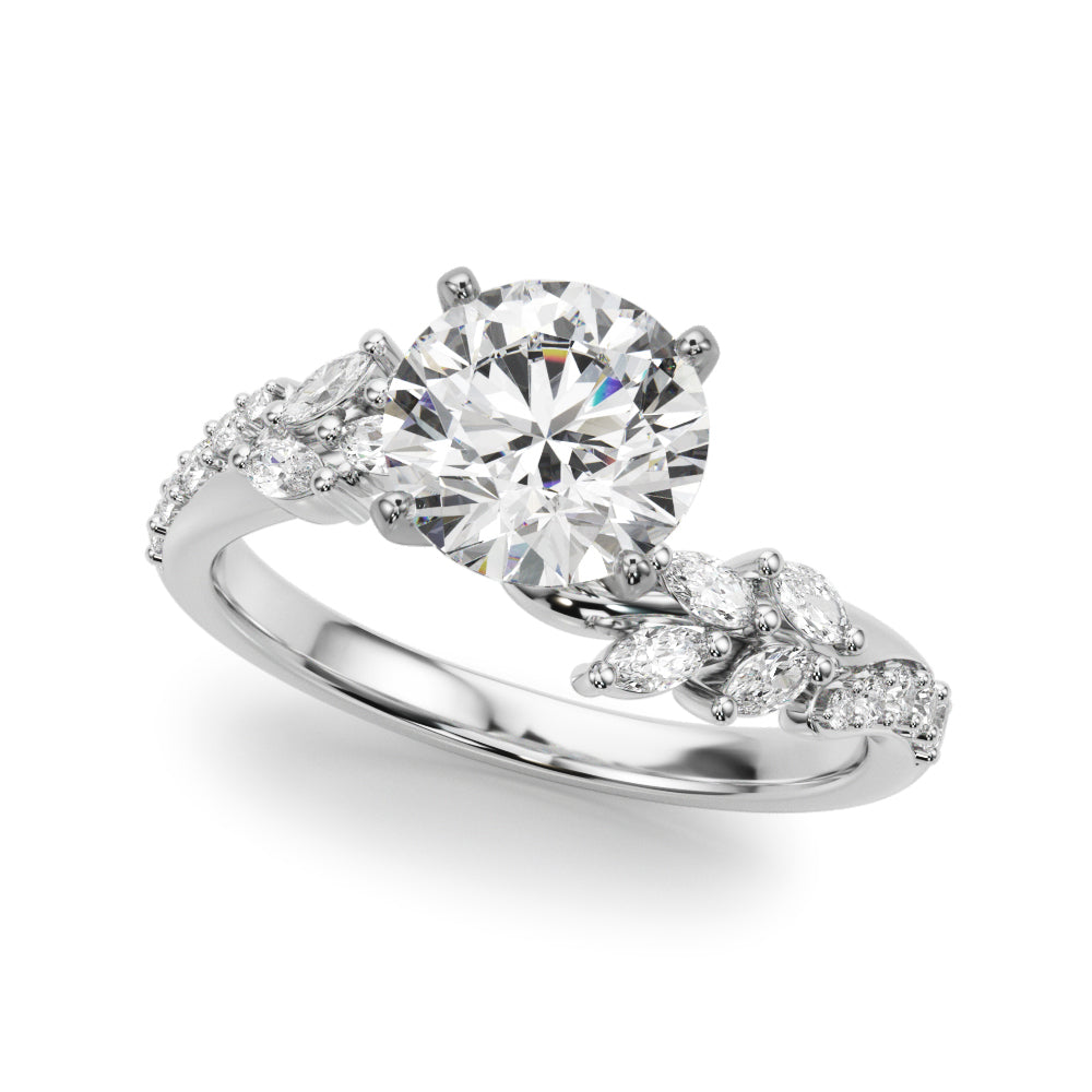 Exquisite 14kt Yellow Gold Diamond Leaf Engagement Ring - 3/8 ct tw SI1-H