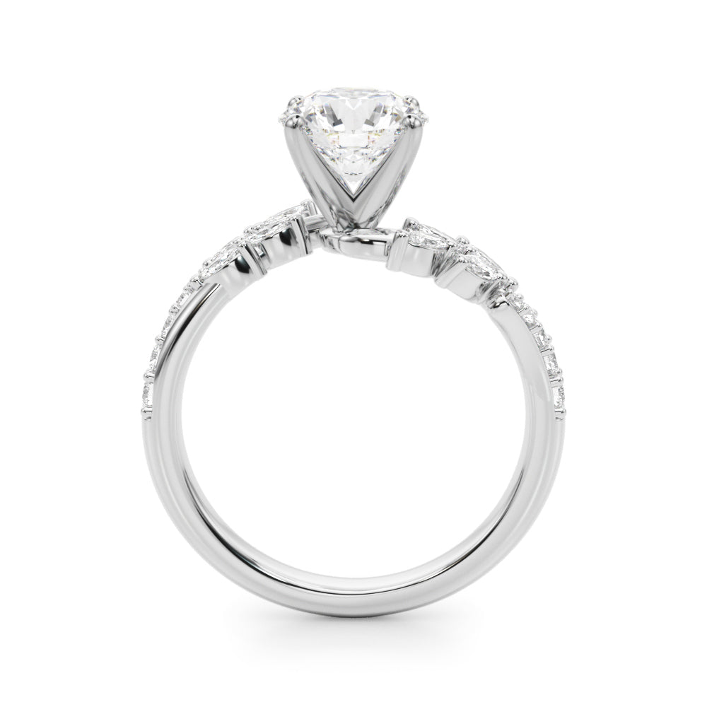 Exquisite 14kt Yellow Gold Diamond Leaf Engagement Ring - 3/8 ct tw SI1-H