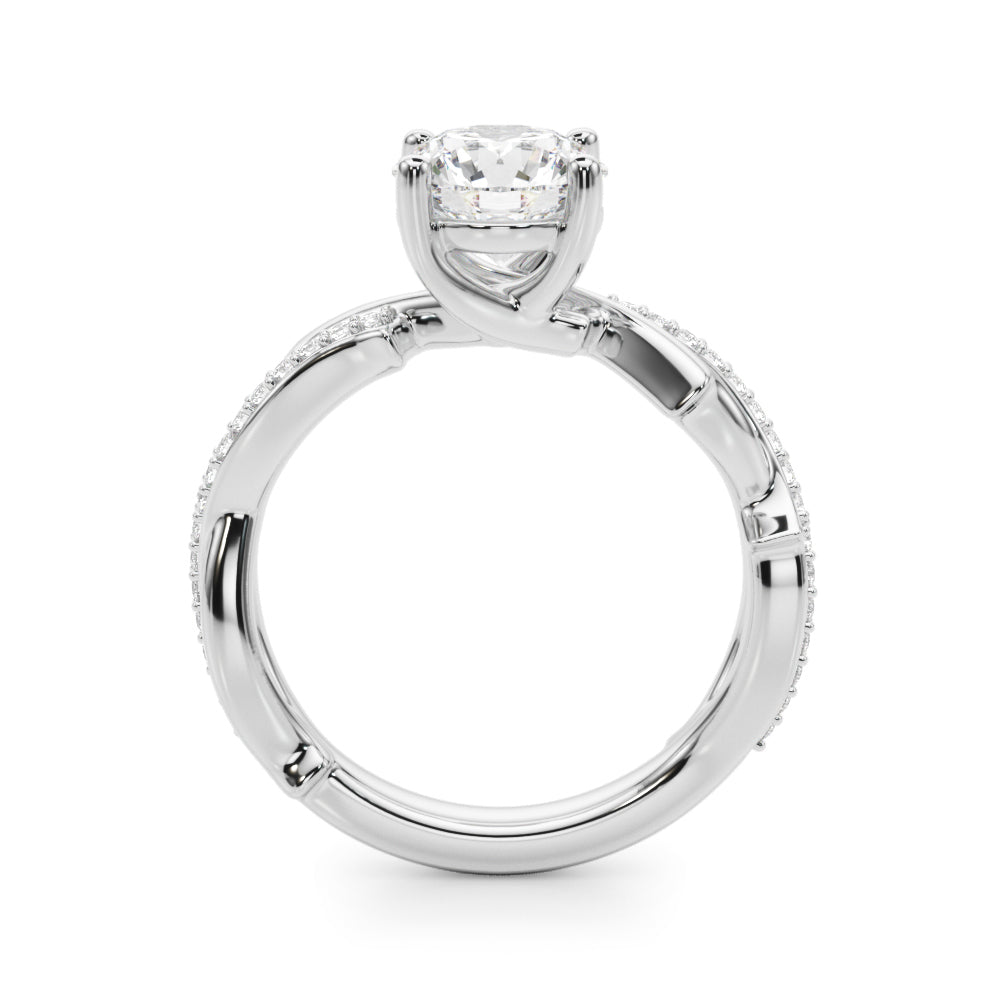 Elegant 14k Yellow Gold Twisted Shank Engagement Ring Semi-Mount for 1/2 ct Round Center Diamond