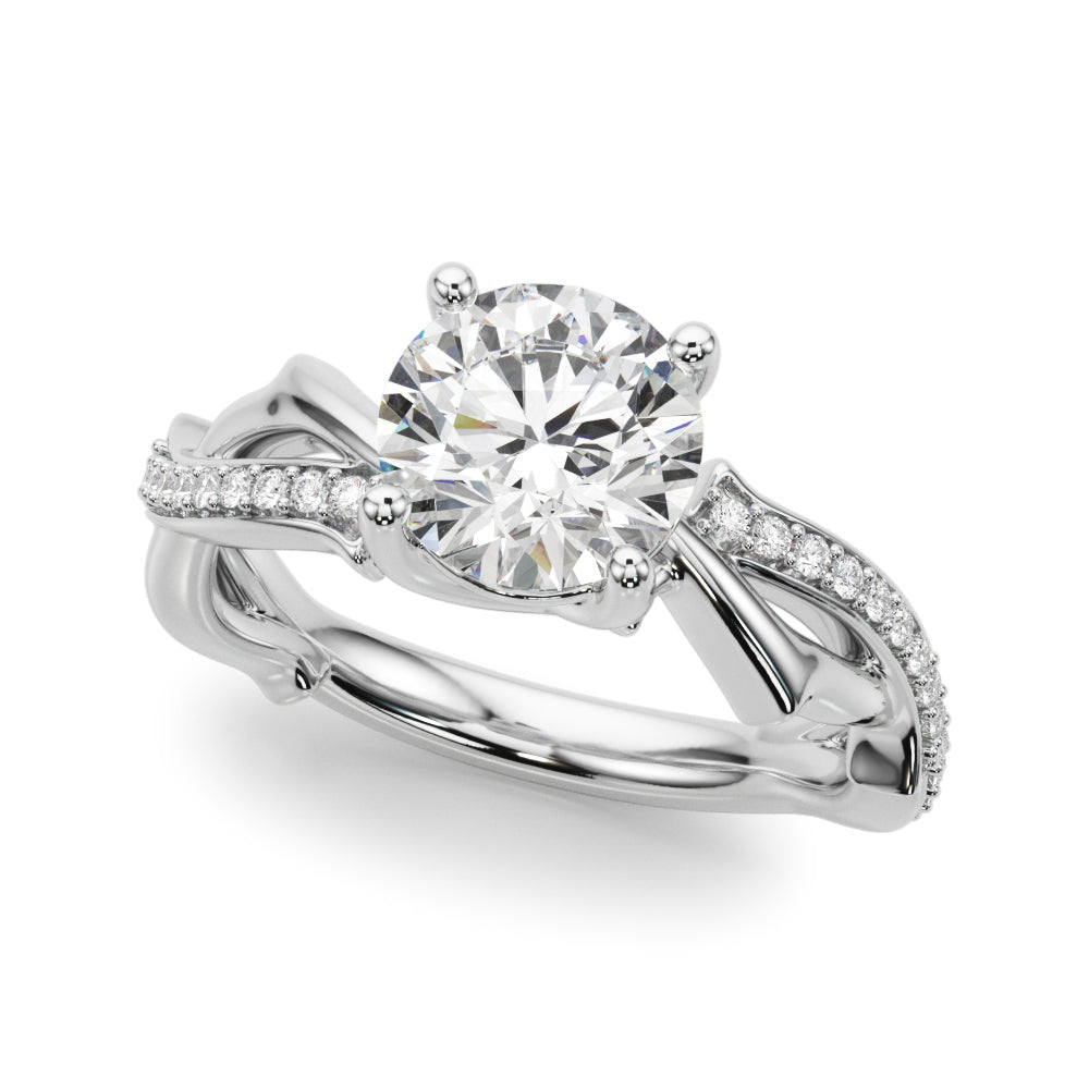 Elegant 14k Yellow Gold Twisted Shank Engagement Ring Semi-Mount for 1/2 ct Round Center Diamond