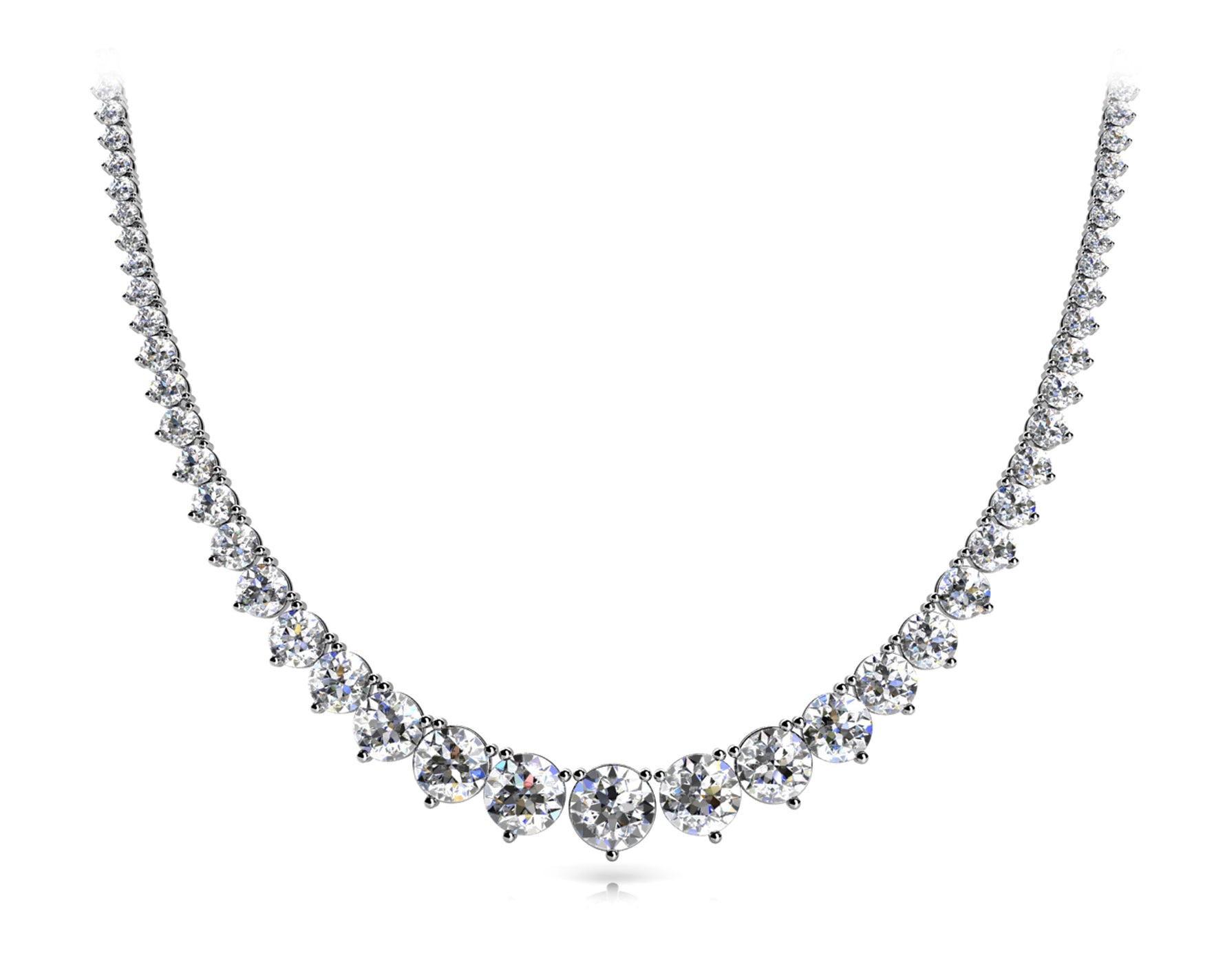 Elegant 3-Prong Graduated Diamond Solitaire Necklace