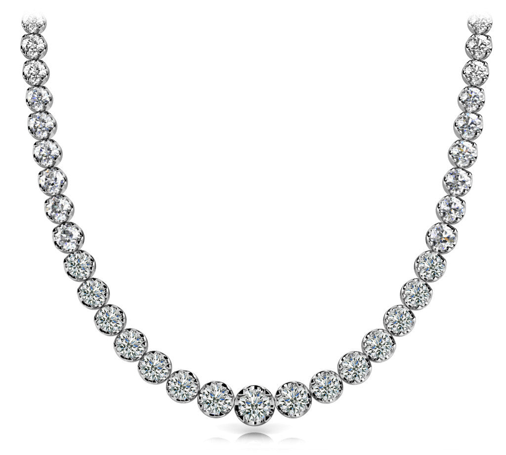 10 Carat Diamond Graduated Necklace in 14kt White Gold
