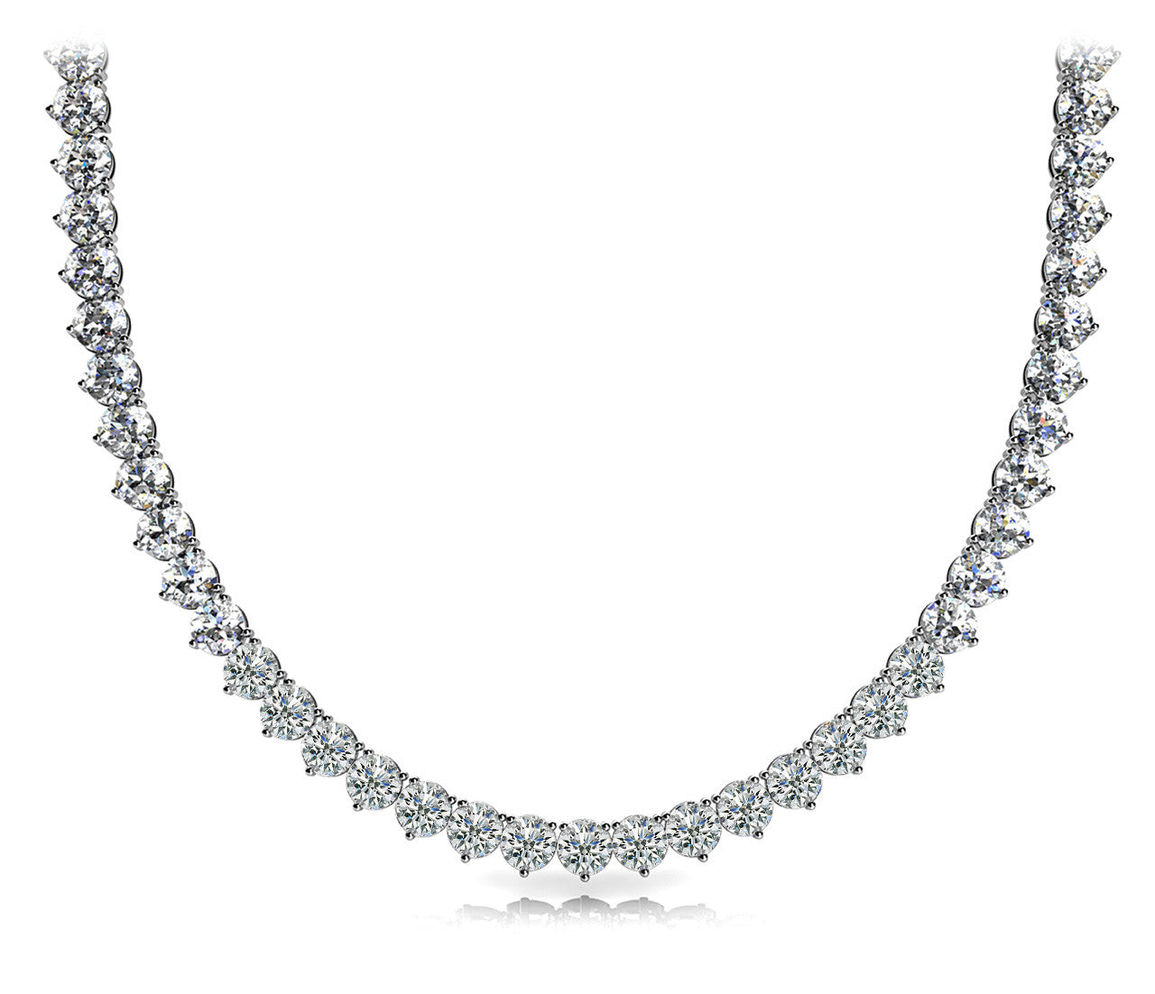 10 1/3 CTW 14kt White Gold 3-Prong Riviera Diamond Necklace