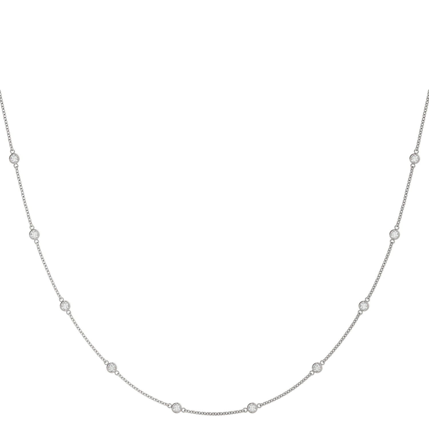 14kt White Gold Rope Chain Necklace - 1.4mm Width, 19" Length, 1.9 Dwt, 1 CTW VS1-VS2 F-G Diamonds