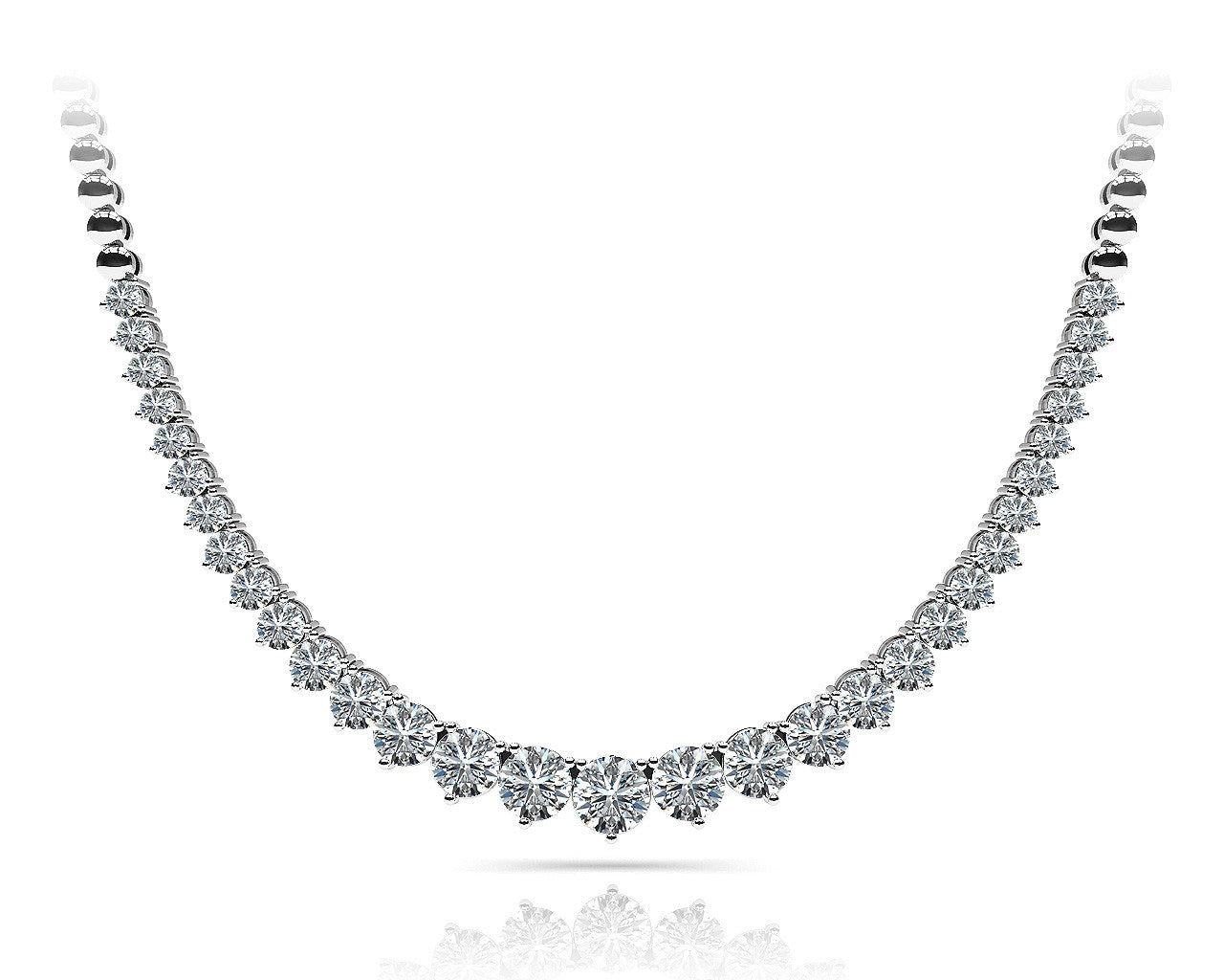 Exquisite 14kt White Gold 3-Prong Graduated Diamond Necklace - 2 Carat TW