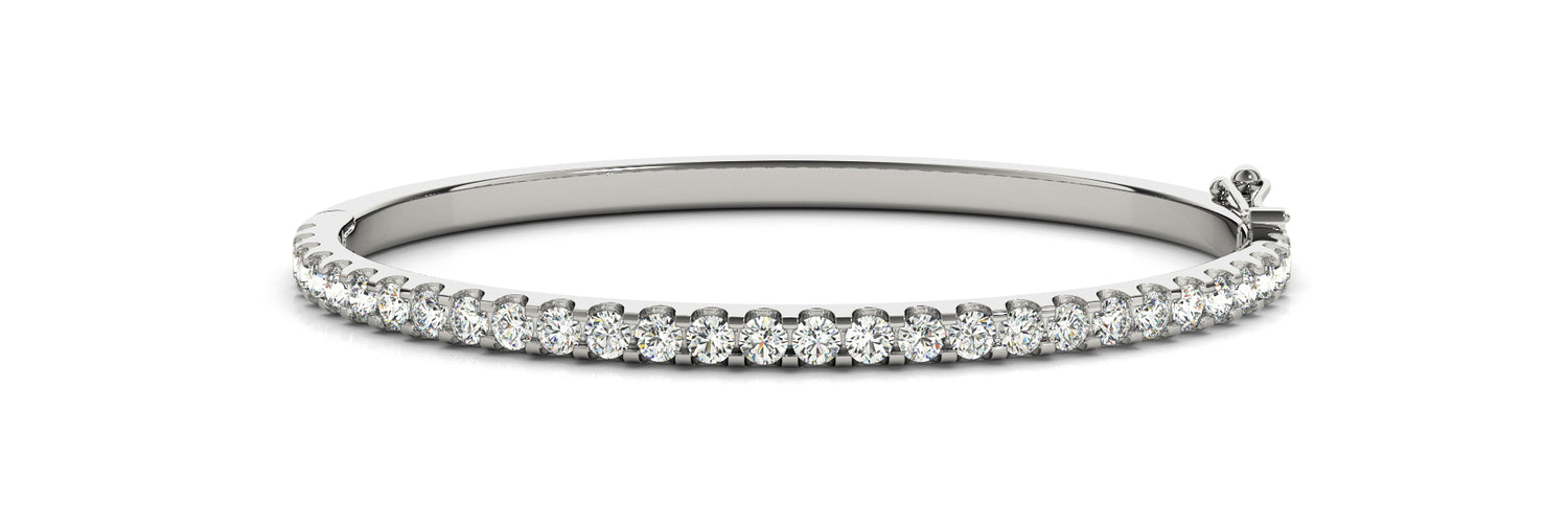 Exquisite 14kt White Gold Diamond Bangle Bracelet - 3 1/8 ct tw