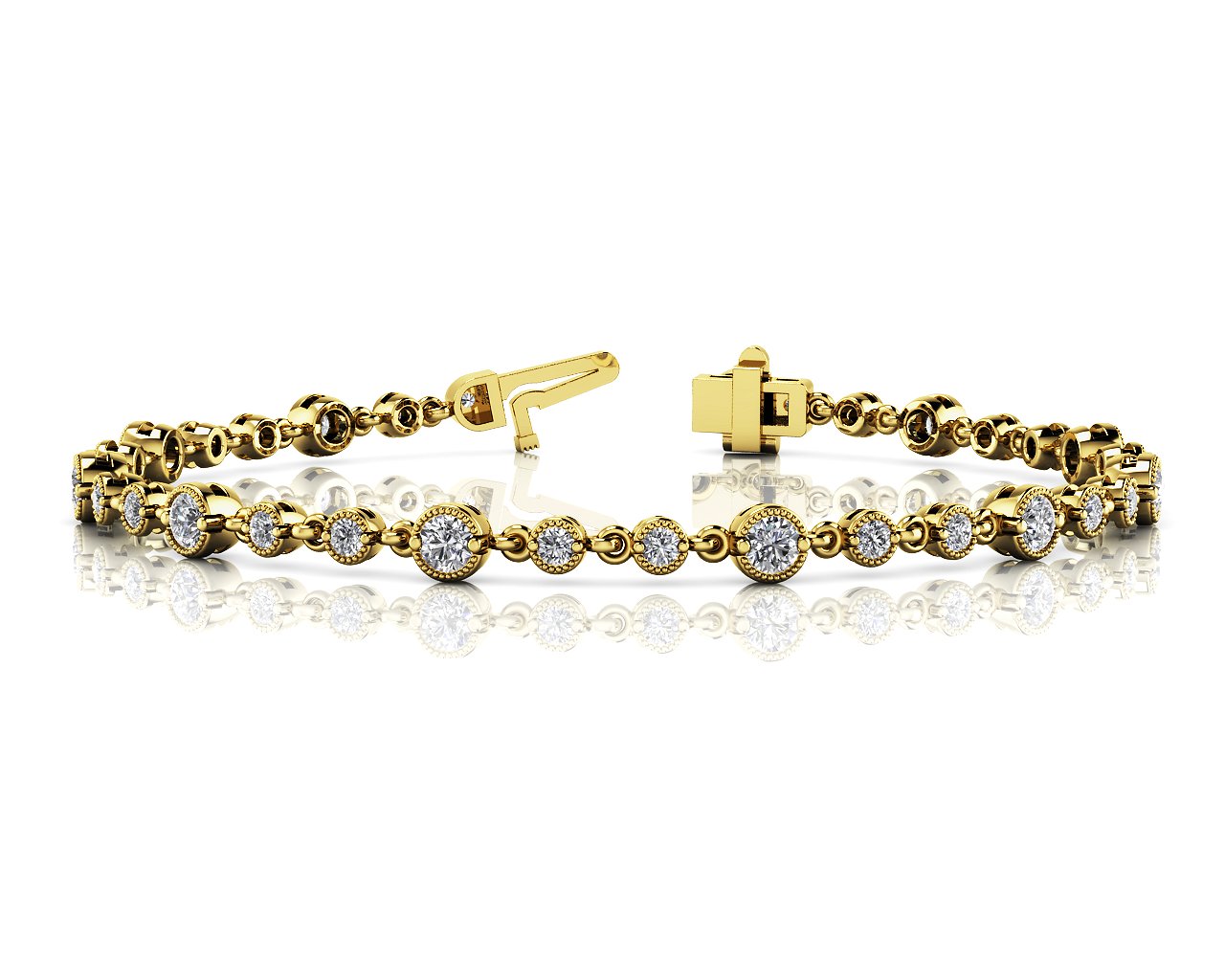 Exquisite 14kt White Gold Bracelet with 2 Carat TW Milgrain Detailing