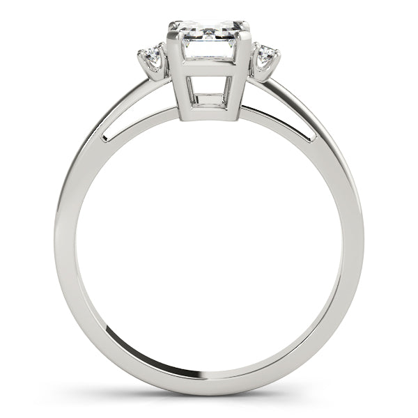 Elegant 14kt White Gold 6x4mm Emerald Cut Semi-Mount Ring Setting