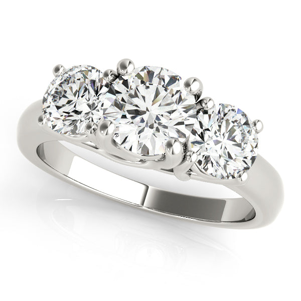 Exquisite 14kt White Gold 3-Stone Round Semi-Mount Engagement Ring Setting (STYLE # 81978-1)