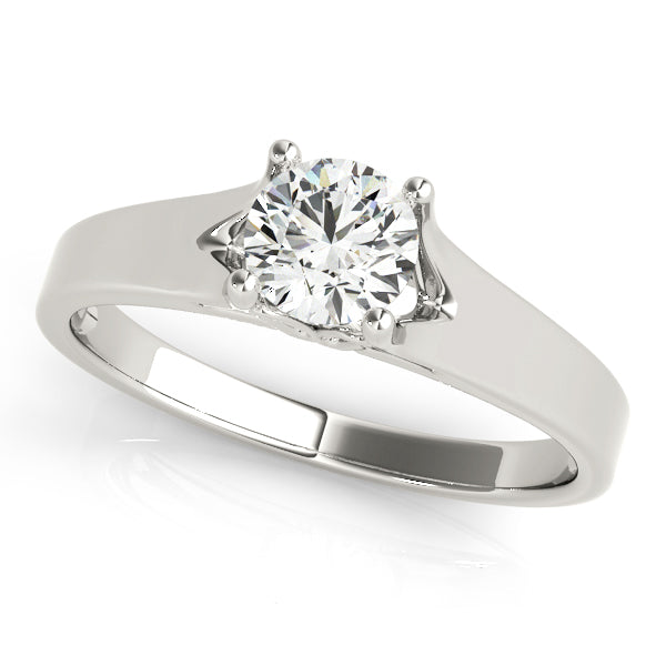 Elegant 14kt White Gold Solitaire Round Engagement Ring Setting (1 ct TW Center Stone Capacity)