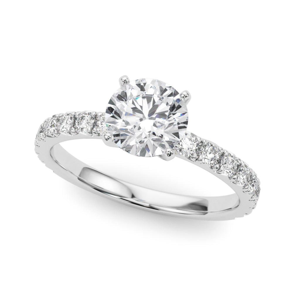 Exquisite 2 CT Round Brilliant Cut Engagement Ring Semi-Mount in 14kt White Gold