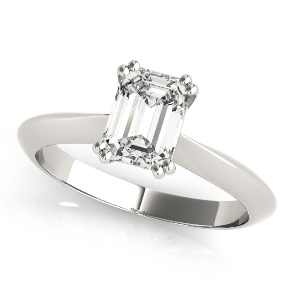 Stunning Double Prong Emerald Cut Engagement Ring in 14kt White Gold
