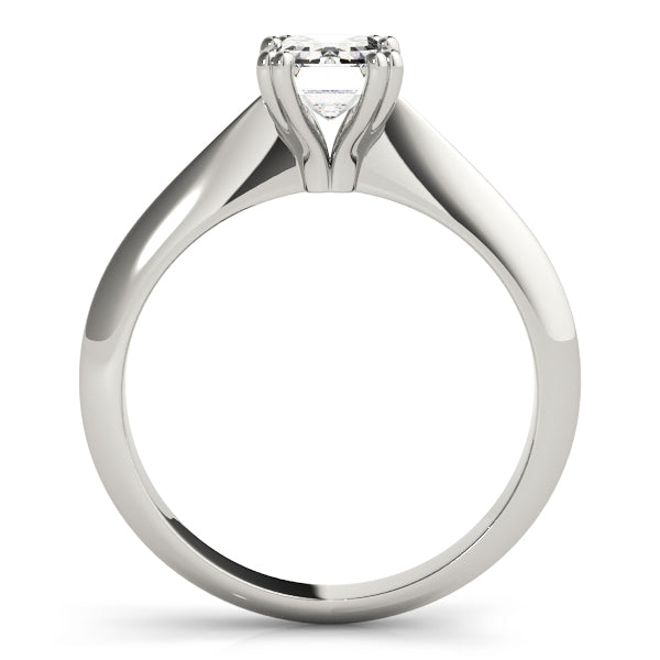 Stunning Double Prong Emerald Cut Engagement Ring in 14kt White Gold