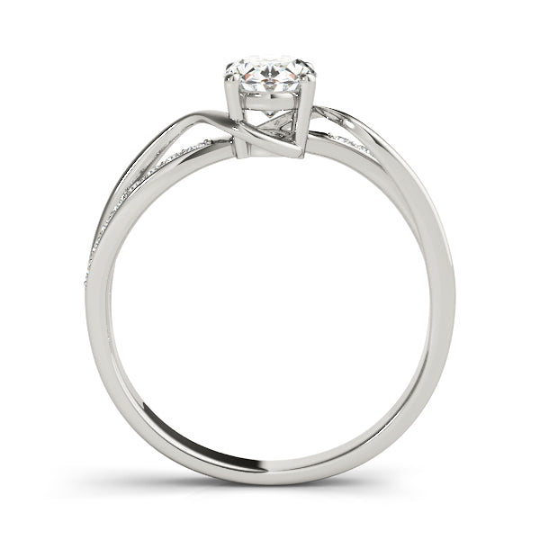 Elegant 14kt White Gold Oval Fashion Ring - Semi-Mount with 1/8 ct tw Diamonds