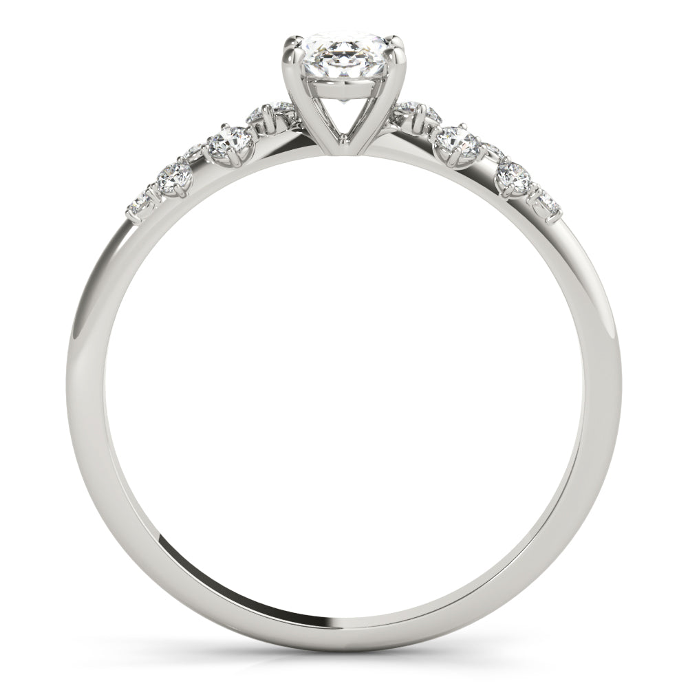 Elegant 14kt White Gold Oval Semi-Mount Diamond Ring